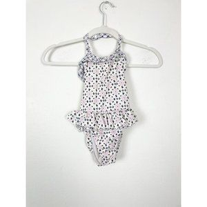 Janie and Jack Girls‎ Sz 4 Cream Colored Purple Floral One Piece Halter Strap